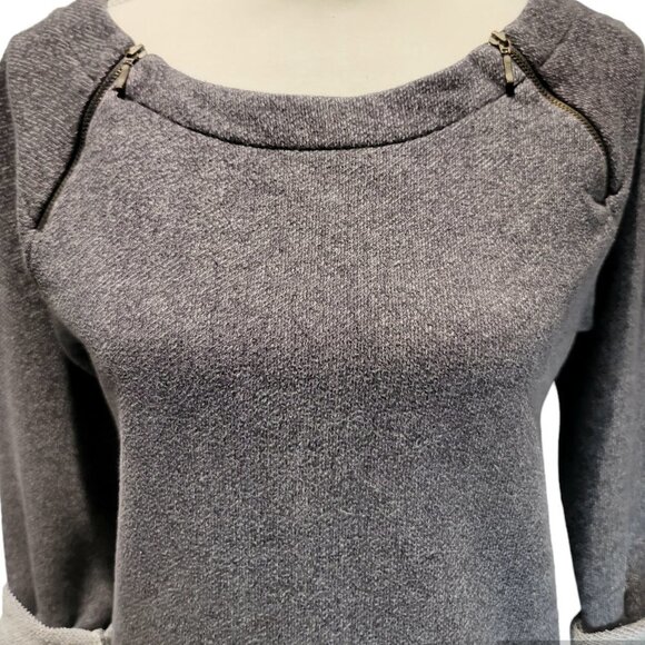 Ann Taylor Loft Grey Zipper Accented Sweatshirt Size Small - Picture 2 of 9